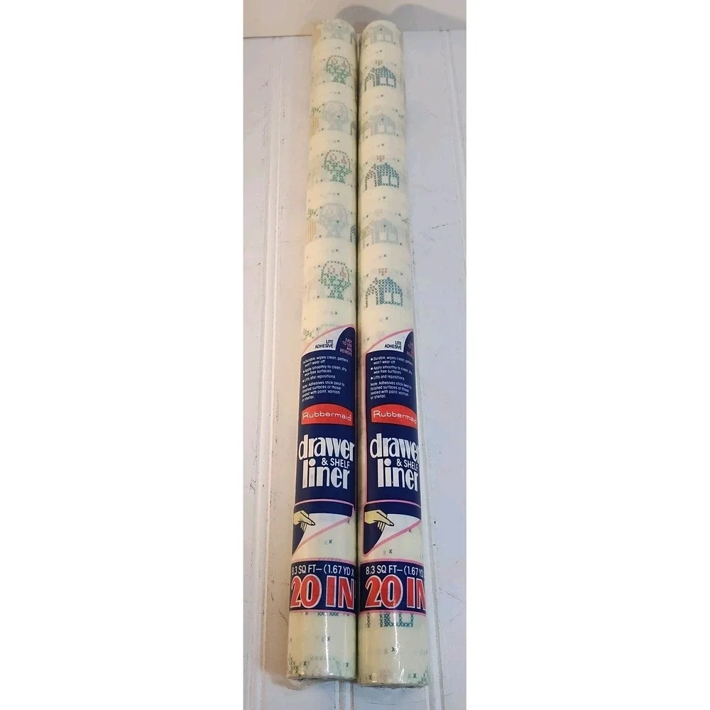 2 Vtg Rubbermaid Shelf Liner Rolls 1.67 Yds X 20